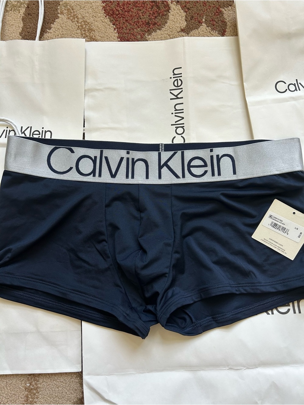 Calvin Klein Microfiber stretch steel low rise Trunk - dark blue/navy large logo